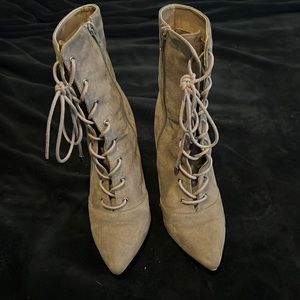 Beige heeled boots. Worn once